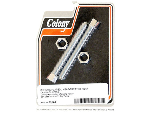 Rear Chain Adjusters - Chrome. Fits Big Twin 1936-1972.