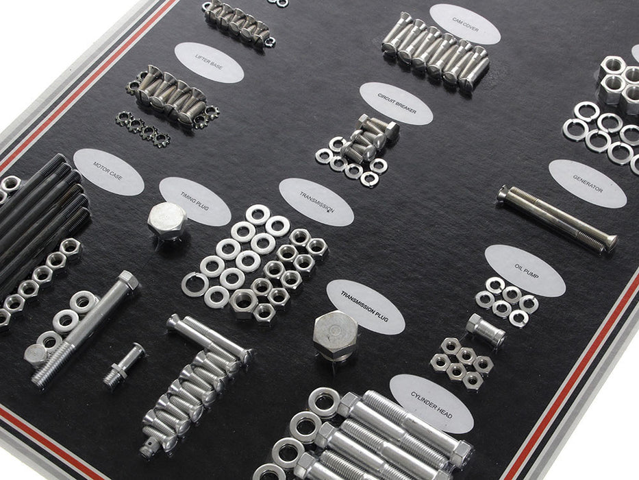 Complete Stock Hardware Kit – CAD Plated. Fits Big Twin 1948-1957 with Panhead Engine – Colony Machine