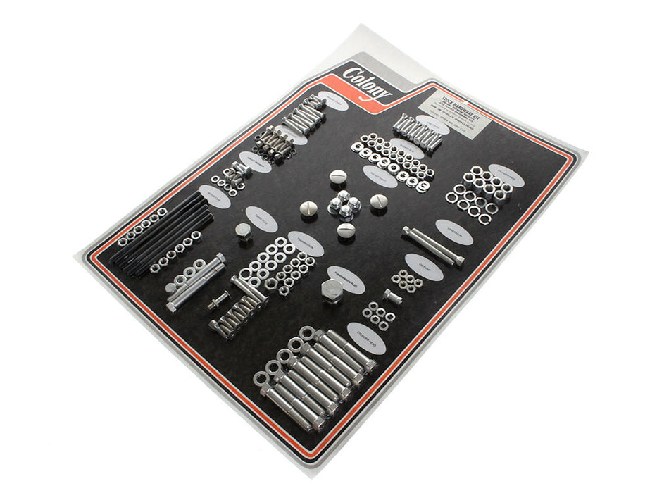 Complete Stock Hardware Kit - CAD Plated. Fits Big Twin 1966-1969 with Shovelhead Engine