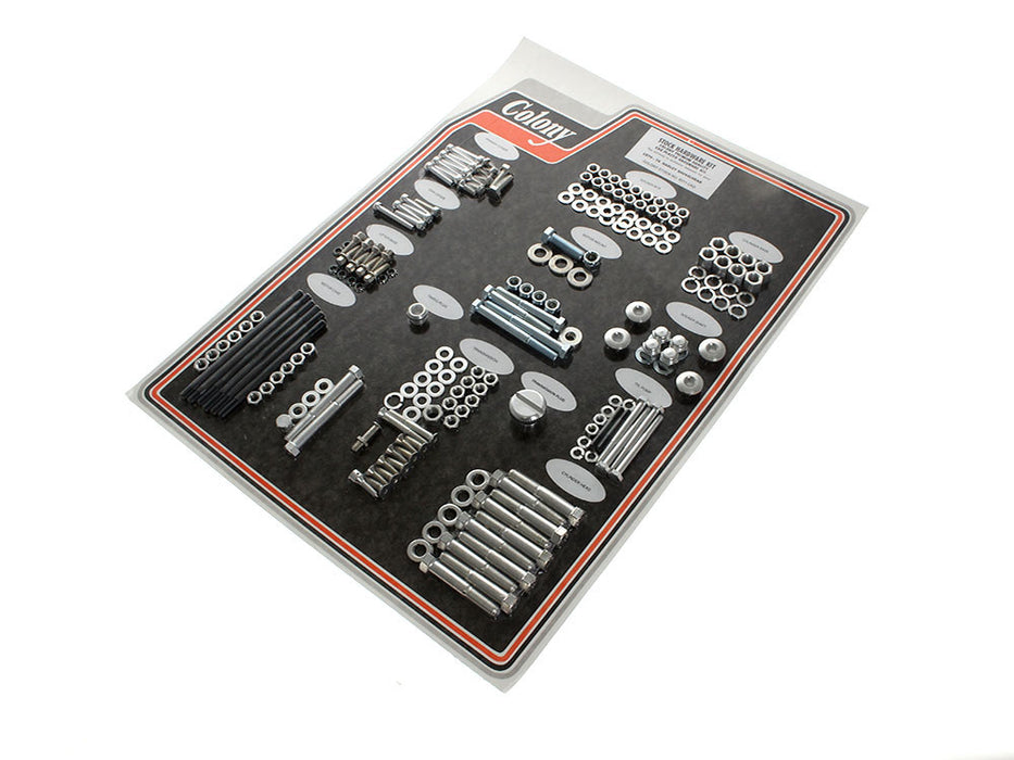Complete Stock Hardware Kit - CAD Plated. Fits Big Twin 1970-1975 with Shovelhead Engine