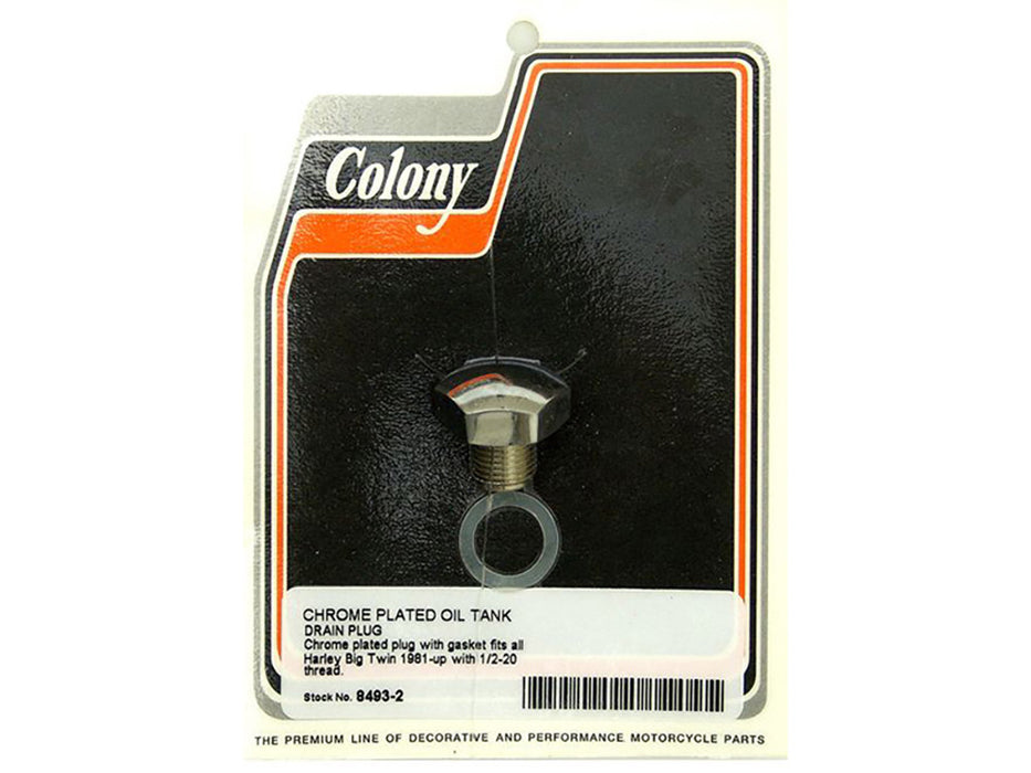 Drain Plug - Chrome. Fits Big Twins 1981up.