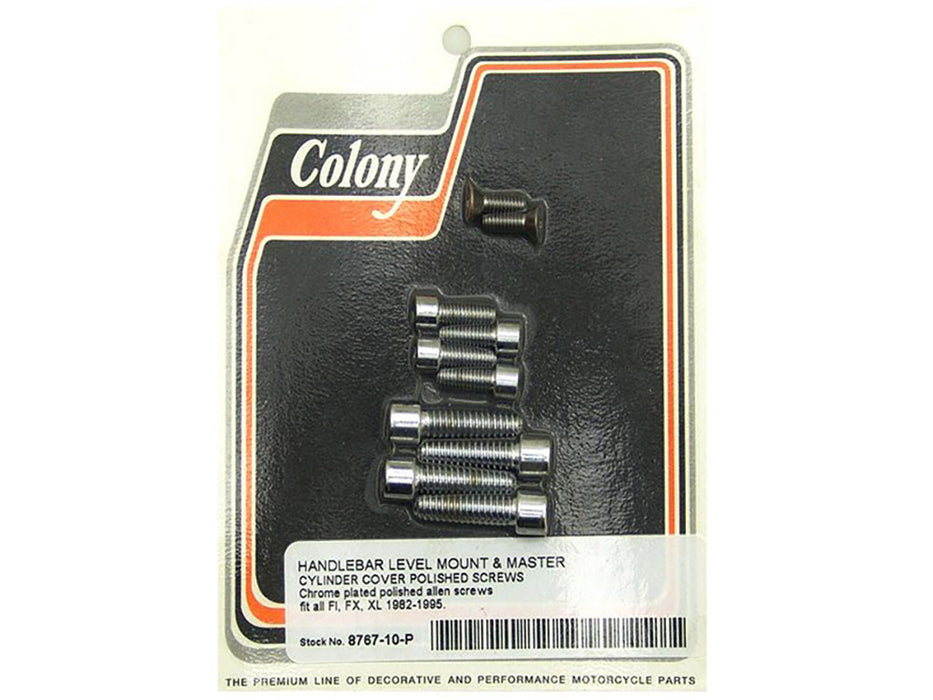 Handlebar Control Bolts - Chrome. Fits Big Twin & Sportster 1982-1995.