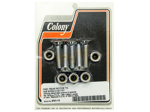 Rear Disc Rotor Bolts - Chrome. Fits FL 1981-1984, FX & Sportster 1979-1991