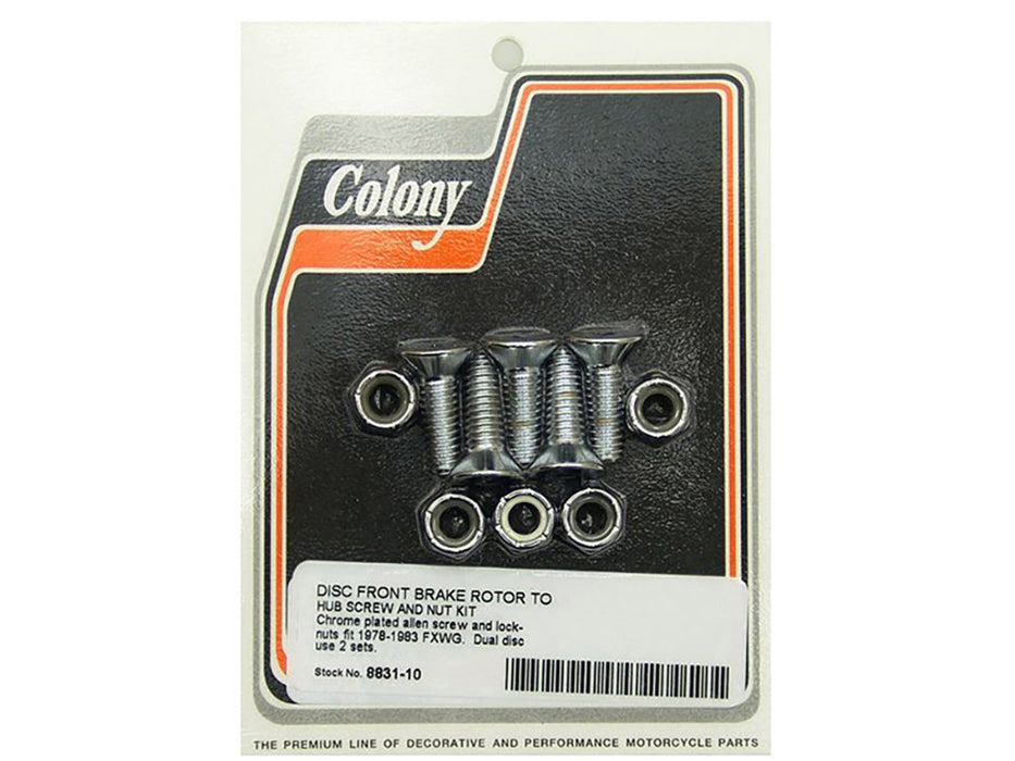 Front Disc Rotor Bolts - Chrome. Fits FXWG 1978-1983.