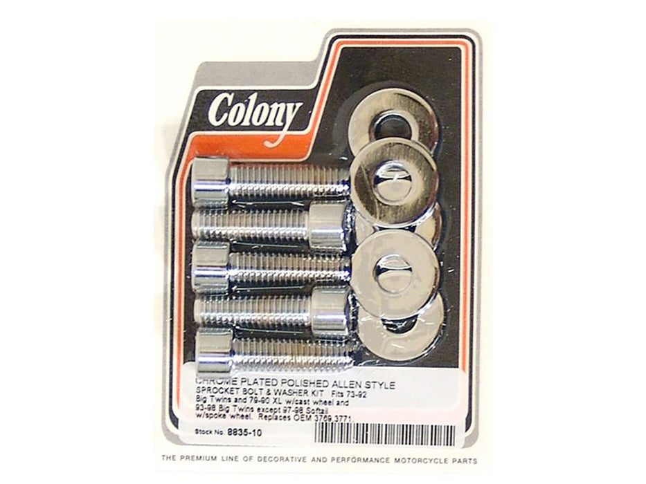 Rear Pulley or Sprocket Bolts - Chrome Allen Head. 7/16in.-14 x 1.50in.