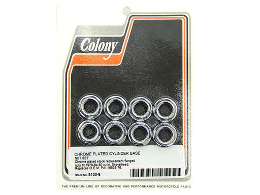 Cylinder Base Nuts - Chrome. Fits Shovel 1978-1984 with 80ci Engine.