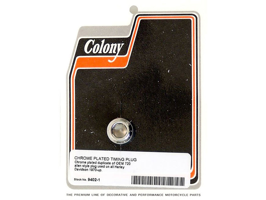 Allen Head Timing Plug - Chrome. Fits Big Twin 1970-1999.