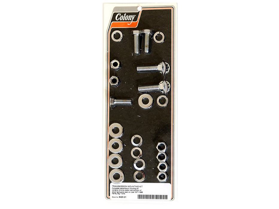 Transmission Mount Kit – Chrome. Fits Big Twin Late 1977-1986.