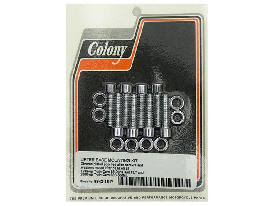 Polished Allen Head Tappet Cover Bolts - Chrome. Fits Softail 2000up, Touring 1999up & Dyna 1999-2017