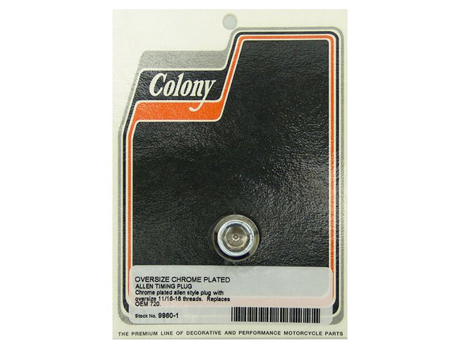 Oversize Allen Timing Plug - Chrome. Fits Big Twin 1970-1999.
