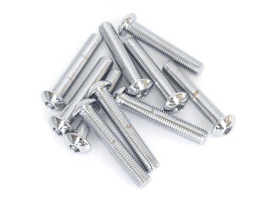 5/16-24 x 1-3/4in. UNF Button Head Allen Bolts - Chrome. Pack 10.