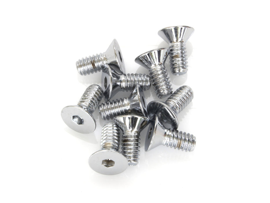 1/4-20 x 5/8in. UNC Flat Head Allen Bolts - Chrome. Pack 10.