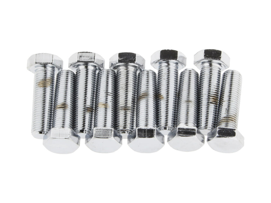 3/8-24 x 1-1/4in. UNF Hex Head Bolts - Chrome. Pack 10.
