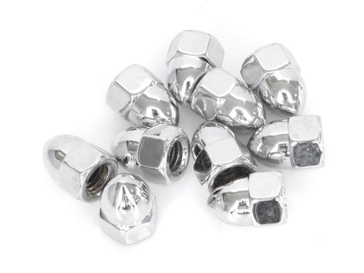 7/16-14 UNC Acorn OEM Style Nuts - Chrome. Pack 10.