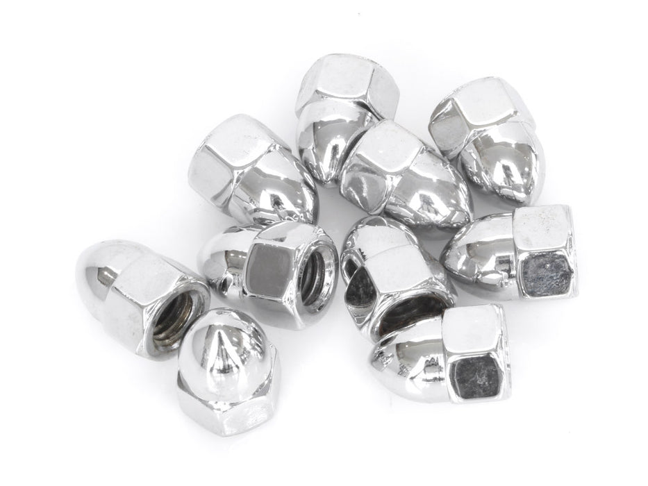 7/16-14 UNC Acorn OEM Style Nuts - Chrome. Pack 10.