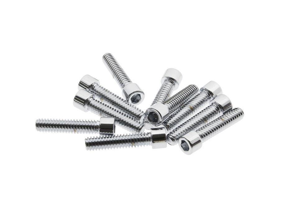 1/4-20 x 1-1/8in. UNC Polished Socket Head Allen Bolts - Chrome. Pack 10.