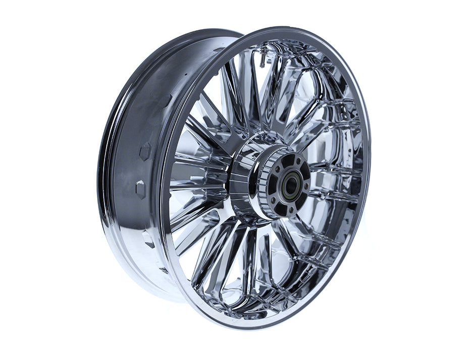 18in. x 5.50in. wide Atlantic 3D Wheel with Rear Hub - Chrome. Fits Touring 2009up with ABS