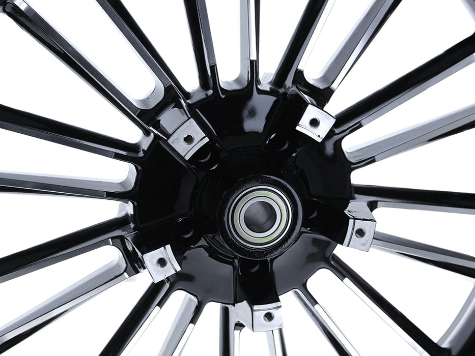 21in. x 3.50in. wide Atlantic 3D Wheel with Front Hub - Black Cut. Fits Touring 2008up with ABS