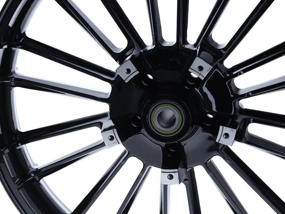 21in. x 3.50in. wide Atlantic 3D Wheel with Front Hub - Gloss Black. Fits Touring 2008up with ABS