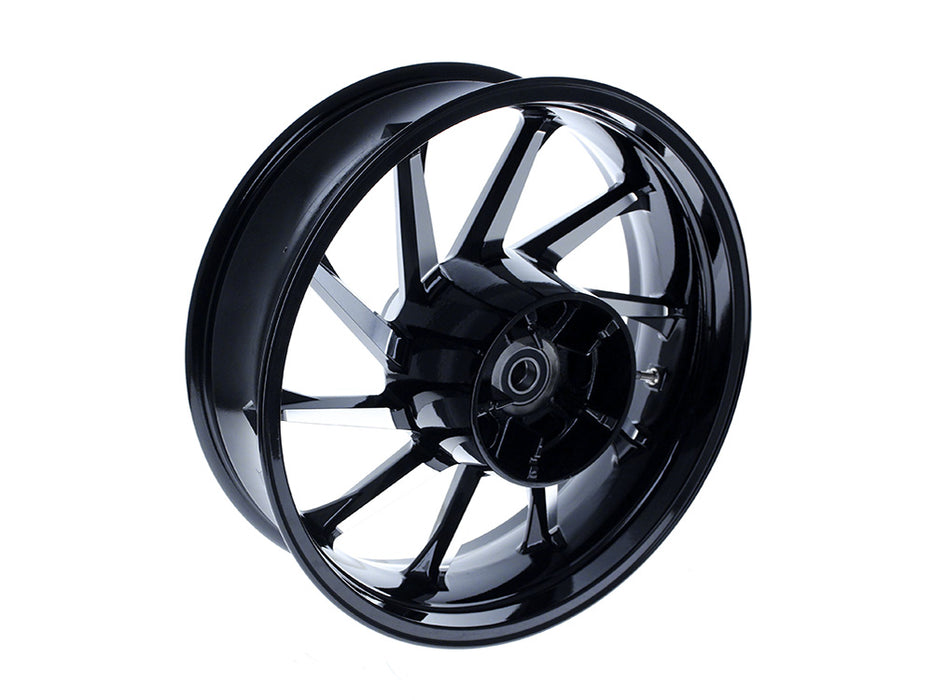 18in. x 5.50in. wide Hurricane 3D Wheel with Rear Hub - Black Cut. Fits Touring 2009up with ABS