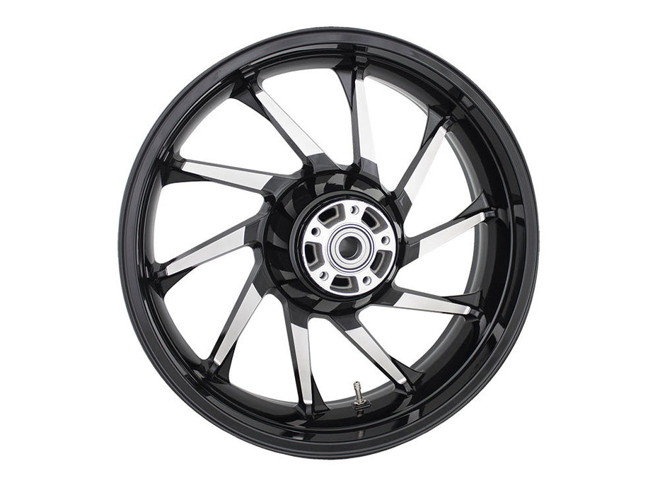 18in. x 5.50in. wide Hurricane 3D Wheel with Rear Hub - Black Cut. Fits Touring 2009up with ABS