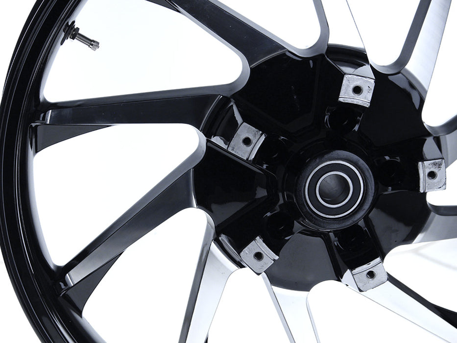 21in. x 3.50in. wide Hurricane 3D Wheel with Front Hub - Black Cut. Fits Touring 2008up with ABS