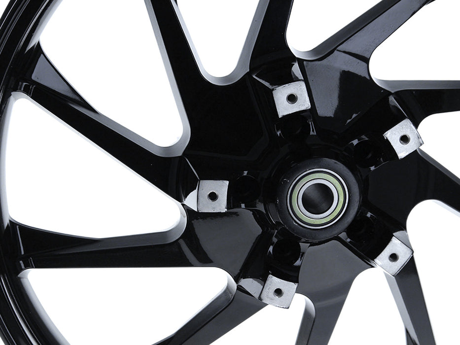 21in. x 3.50in. wide Hurricane 3D Wheel with Front Hub - Gloss Black. Fits Touring 2008up with ABS