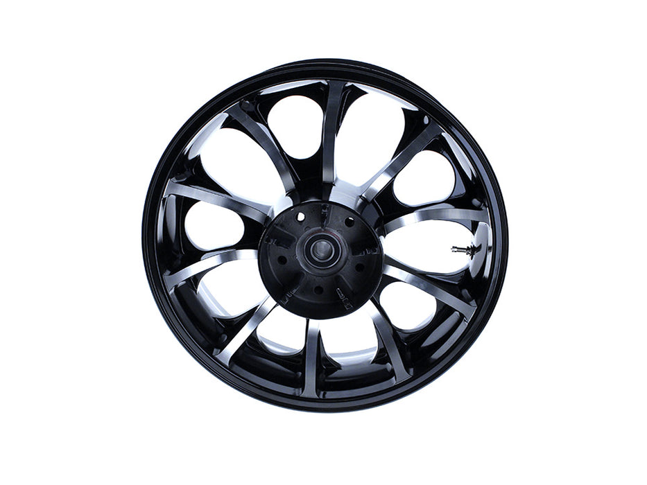 18in. x 5.50in. wide Largo 3D Wheel with Rear Hub - Black Cut. Fits Touring 2009up with ABS