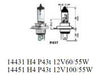 H4 60/55W Clear Headlight Bulb.