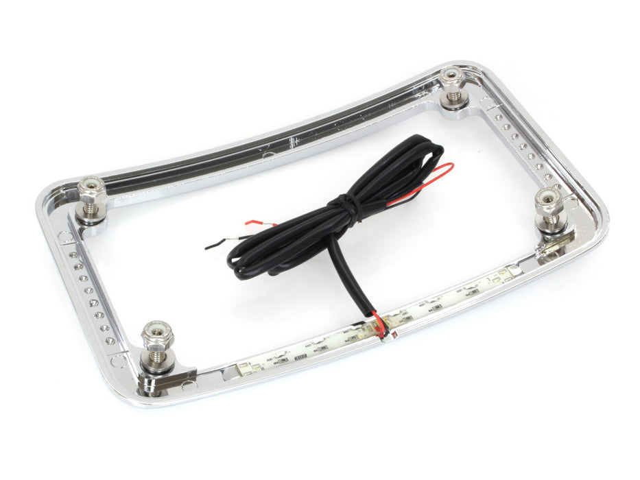 Curved Number Plate Frame with Number Plate Light Only - Chrome.
