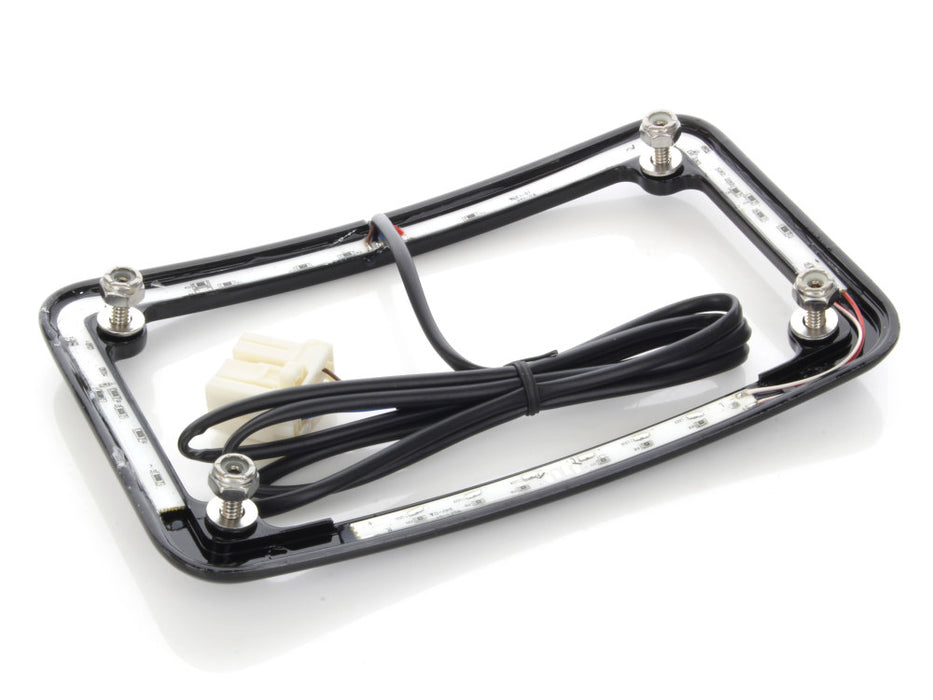 Curved Slick Signal Run, Turn, Brake & Number Plate Frame - Black. Fits Softail 1999-2010, FXD 1999-2017 & Sportster 1999-2021.