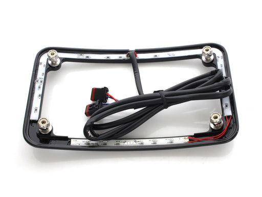 Curved Slick Signal Run, Turn, Brake & Number Plate Frame - Black. Fits Softail 2018up.
