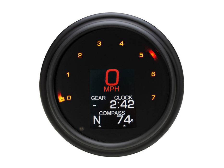 4-1/2in. Tank Mount KPH Speedometer with Tachometer - Black. Fits Softail 2011up, Road King 2014up & Dyna Switchback, Custom & Fat Bob 2012-2017.