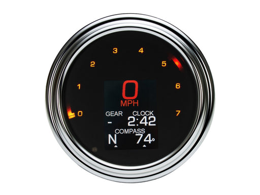 4-1/2in. Tank Mount KPH Speedometer with Tachometer - Chrome. Fits Softail 2011up, Road King 2014up & Dyna Switchback, Custom & Fat Bob 2012-2017.