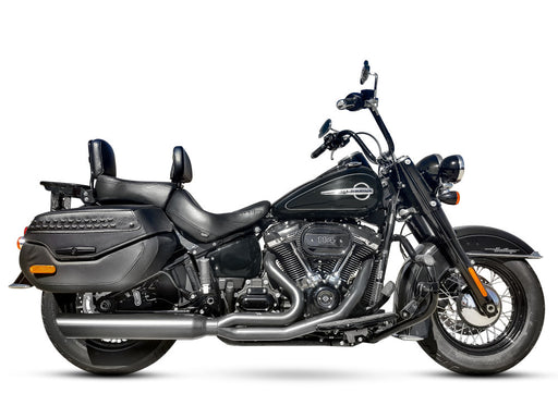 Fat Cat 2-into-1 Exhaust with Straight Muffler - Black. Fits Softail Heritage & Low Rider ST 2025up