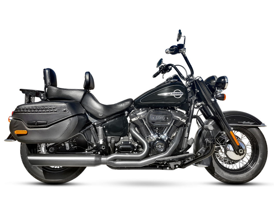 Fat Cat 2-into-1 Exhaust with Straight Muffler - Black. Fits Heritage Classic, Low Rider ST & Sport Glide 2018-2024