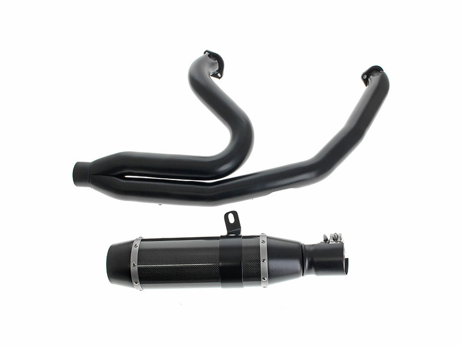 Bob Cat 2-into-1 Exhaust - Black with Carbon Fibre Sleeve Muffler. Fits Softail 2018-2024 Non-240 Tyre Models