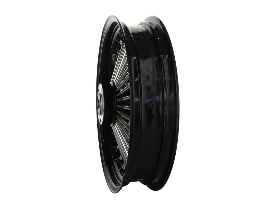 16in. x 3.5in. Mammoth Fat Spoke Rear Wheel - Gloss Black & Chrome. Fits Softail 2011up.