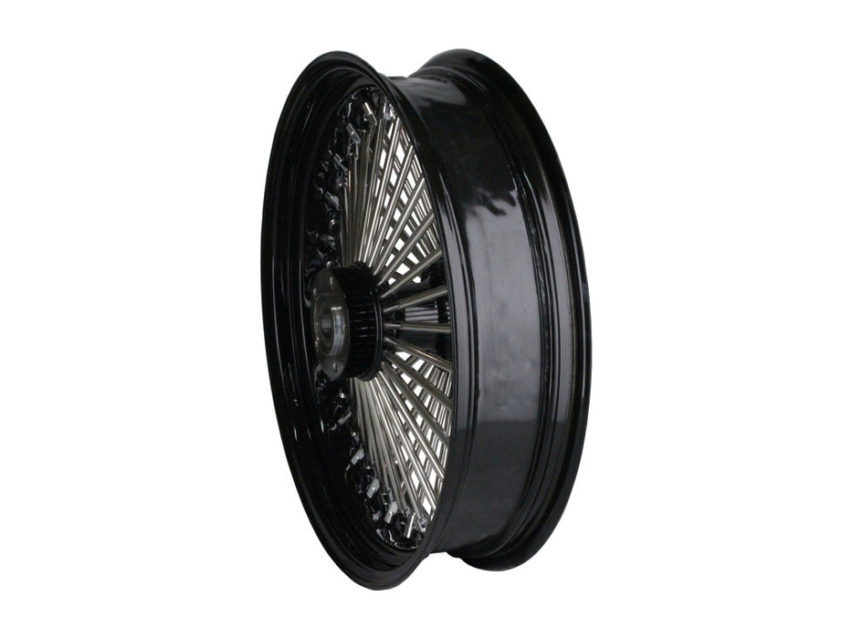 18in. x 4.25in. Mammoth Fat Spoke Rear Wheel - Gloss Black & Chrome. Fits Dyna 2012-2017 & Sportster 2014-2021.