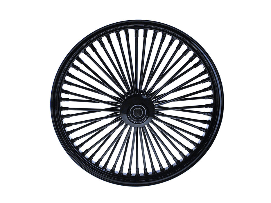 21in. x 2.15in. Mammoth Fat Spoke Front Wheel - Gloss Black. Fits Mid Glide Dyna 2012-2017 & FX Softail 2018up.