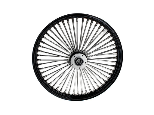 21in. x 2.15in. Mammoth Fat Spoke Front Wheel - Gloss Black & Chrome. Fits Dual Disc Mid Glide Dyna Low Rider 2014-2017