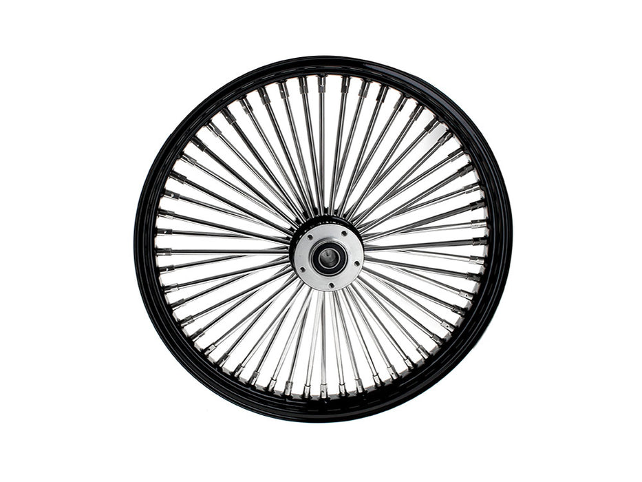 21in. x 2.15in. Mammoth Fat Spoke Front Wheel - Gloss Black & Chrome. Fits Dual Disc Mid Glide Dyna Low Rider 2014-2017