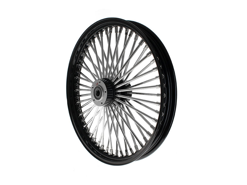 21in. x 2.15in. Mammoth Fat Spoke Front Wheel - Gloss Black & Chrome. Fits Dual Disc Mid Glide Dyna Low Rider 2014-2017