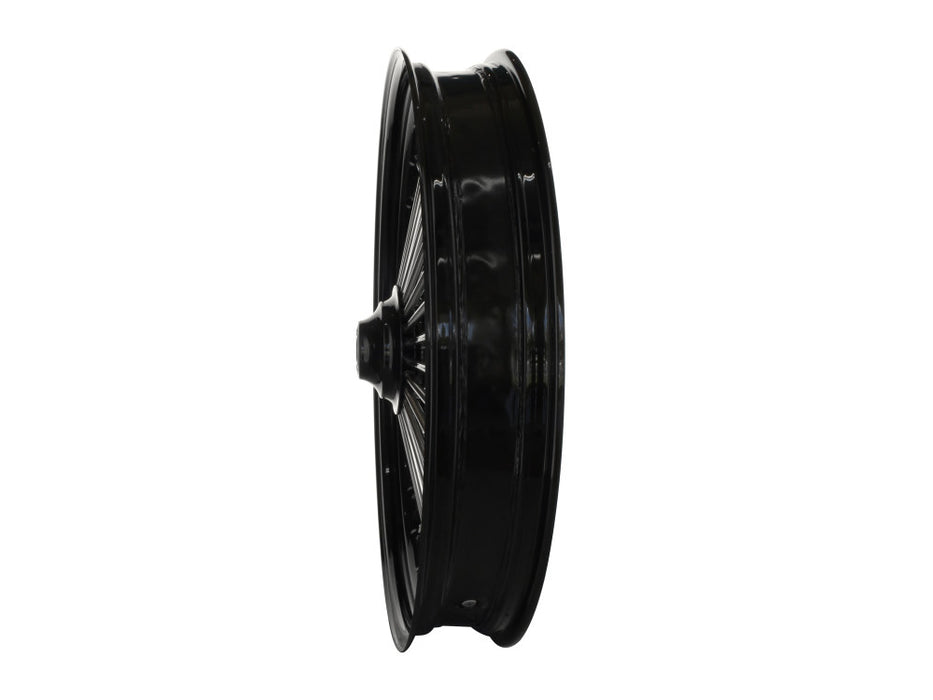 21in. x 3.5in. Mammoth Fat Spoke Front Wheel - Gloss Black & Chrome. Fits Softail Breakout 2013up.