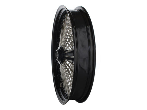 21in. x 3.5in. Mammoth Fat Spoke Front Wheel - Gloss Black & Chrome. Fits Mid Glide Dyna 2012-2017 & FX Softail 2018up.