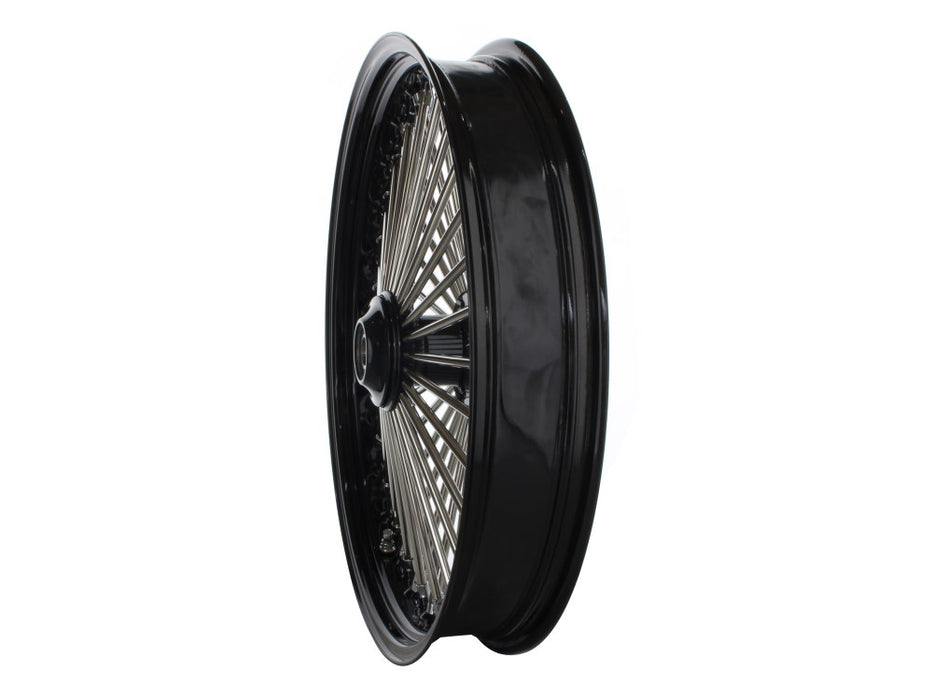 21in. x 3.5in. Mammoth Fat Spoke Front Wheel - Gloss Black & Chrome. Fits Mid Glide Dyna 2012-2017 & FX Softail 2018up.