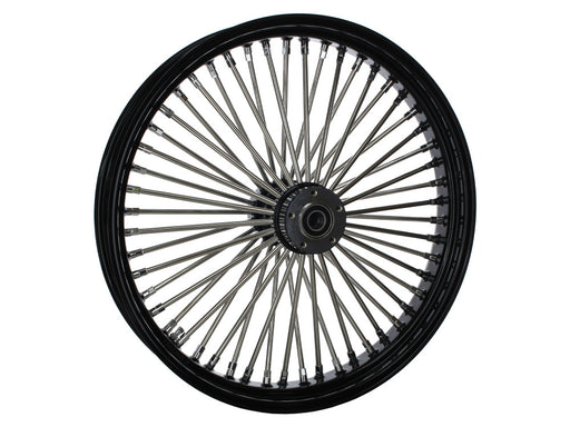 23in. x 3.5in. Mammoth Fat Spoke Front Wheel - Gloss Black & Chrome. Fits FX Softail 2011-2015.