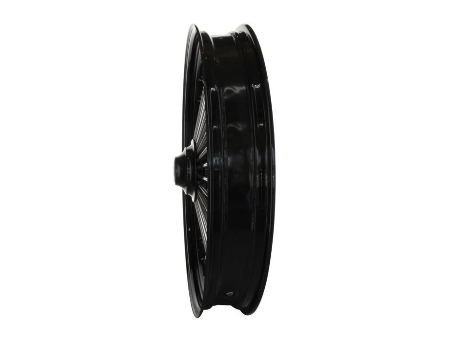 23in. x 3.5in. Mammoth Fat Spoke Front Wheel - Gloss Black & Chrome. Fits Softail Heritage 2011up, Deluxe 2011-2020, Slim 2012-2021 & Fatboy 2011-2017