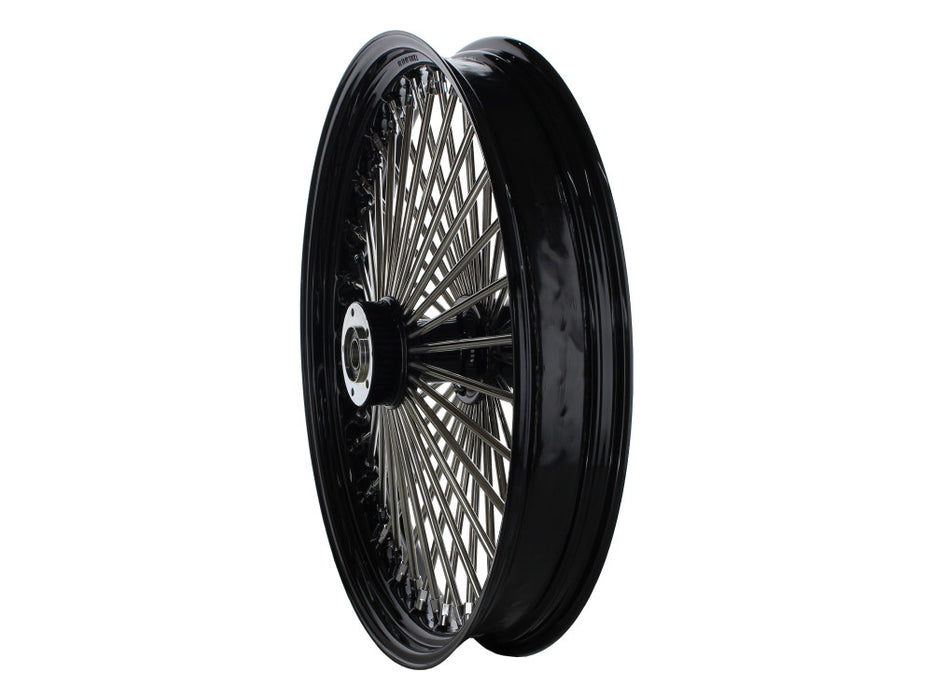 23in. x 3.5in. Mammoth Fat Spoke Front Wheel - Gloss Black & Chrome. Fits Touring 2008up.