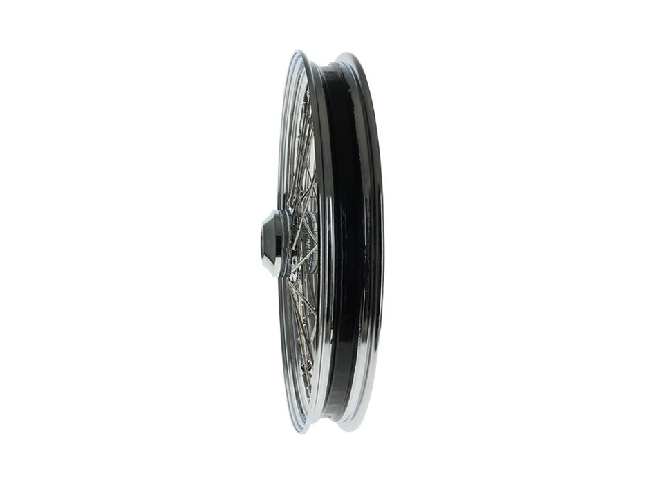 21in. x 2.15in. 40 Spoke Cross Laced Front Wheel - Chrome. Fits FX Softail 2011-2015.
